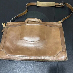 Vintage Meeks Leather Luggage Bag Zip Briefcase Made in USA Top Grain Cow Hide